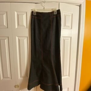 Elegant Black Skirt with Red Accents